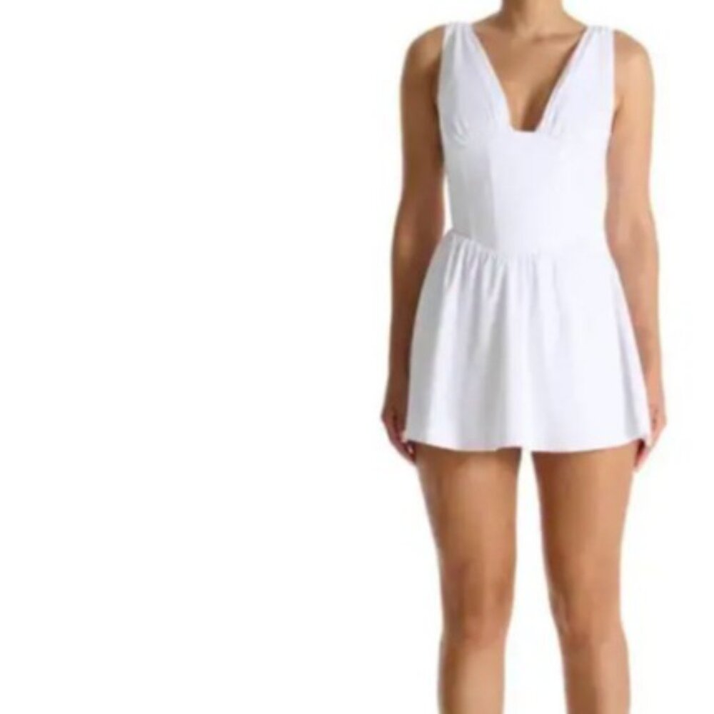 Naked Wardrobe Womens Bustier Corset Lace Up Fit & Flare Mini Dress White M - Picture 2 of 4